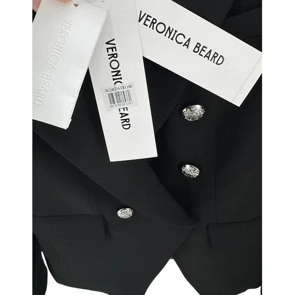 Veronica Beard Miller Blazer Black Double Breasted Silver Button Jacket 4 NEW - Picture 8 of 15